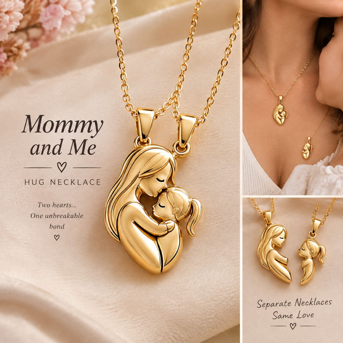 Mommy and Me Hug Necklace – Heartfelt Mother & Child Love Pendant