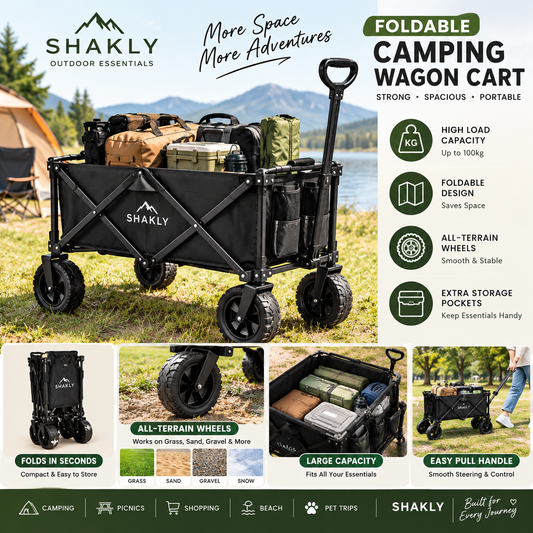 SHAKLY Foldable Camping Wagon Cart – Portable Outdoor Utility Cart